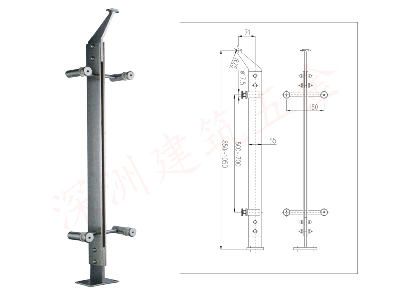 商场双板不锈钢玻璃护栏立柱产品参数