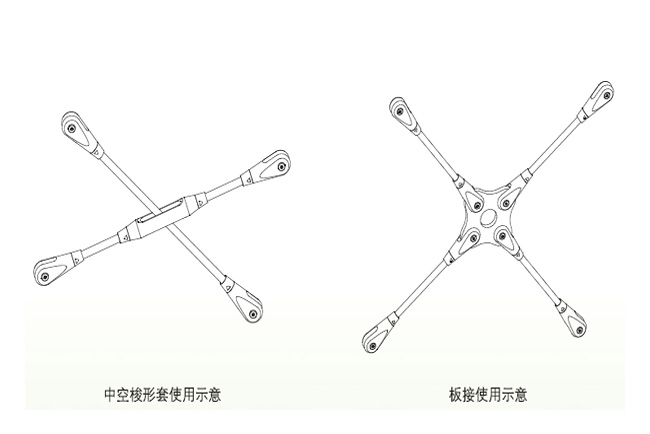 不同规格的中空梭形连接套安装效果图